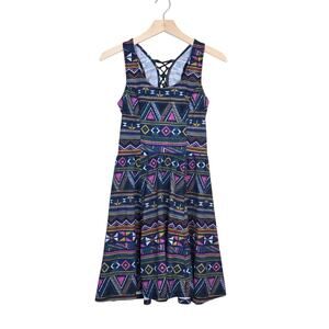 Jessica Simpson Womens M Jayne Aztec Print Tie Back Fit & Flare Dress